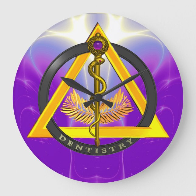 ROD OF ASCLEPIUS DENTIST DENTISTRY SYMBOL LARGE CLOCK (Front)