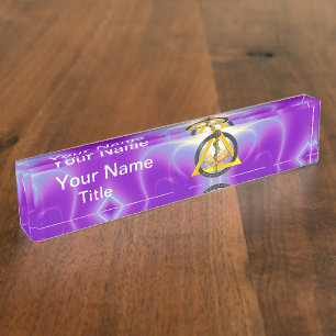 ROD OF ASCLEPIUS DENTIST DENTISTRY SYMBOL, Purple Nameplate