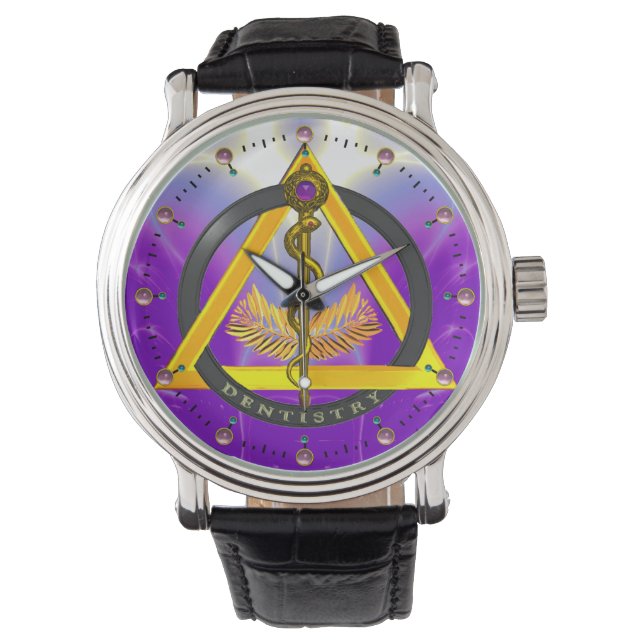 ROD OF ASCLEPIUS DENTIST DENTISTRY SYMBOL, Purple Watch (Front)