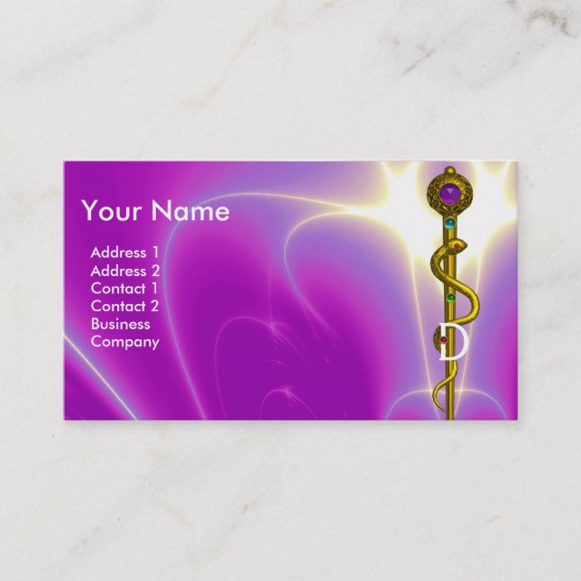 ROD OF ASCLEPIUS DENTISTRY,DENTAL CLINIC MONOGRAM BUSINESS CARD (Front)