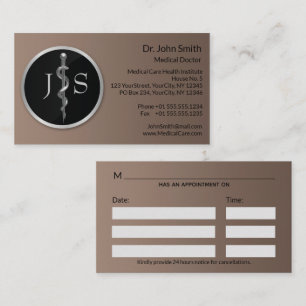 Rod of Asclepius Medical Classy Noble Silver Appointment Card