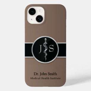 Rod of Asclepius Medical Classy Noble Silver Case-Mate iPhone 14 Case