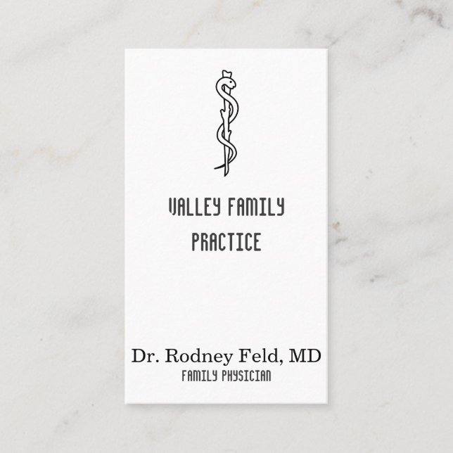 Rod of Asclepius [medical symbol] Business Card (Front)
