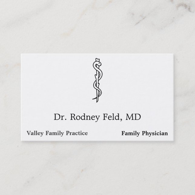 Rod of Asclepius [medical symbol] Business Card (Front)
