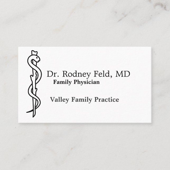 Rod of Asclepius [medical symbol] Business Card (Front)