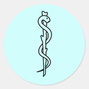 Rod of Asclepius [medical symbol] Classic Round Sticker