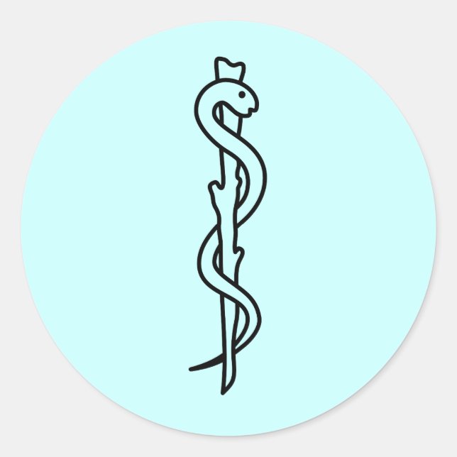 Rod of Asclepius [medical symbol] Classic Round Sticker (Front)
