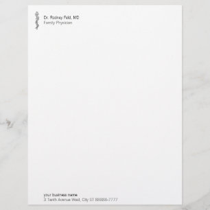 Rod of Asclepius [medical symbol] Personalized Letterhead