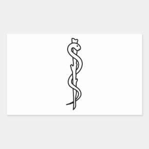 Rod of Asclepius [medical symbol] Rectangular Sticker