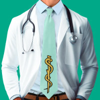Rod of Asclepius Neck Tie (Light Scrubs Green)