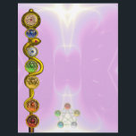 ROD OF ASCLEPIUS WITH 7 CHAKRAS ,SPIRITUAL ENERGY<br><div class="desc">Elegant , artistic, colourful symbol of ancient Greek astrology, medicine and healing : Asklepian, an entwined golden snake, shiny gem stones as seven Chackras, five elements : fire, wood, earth, water, metal in vibrant lights and fractal waves in purple, blue green, pink violet , white colours. Cool design for traditional...</div>