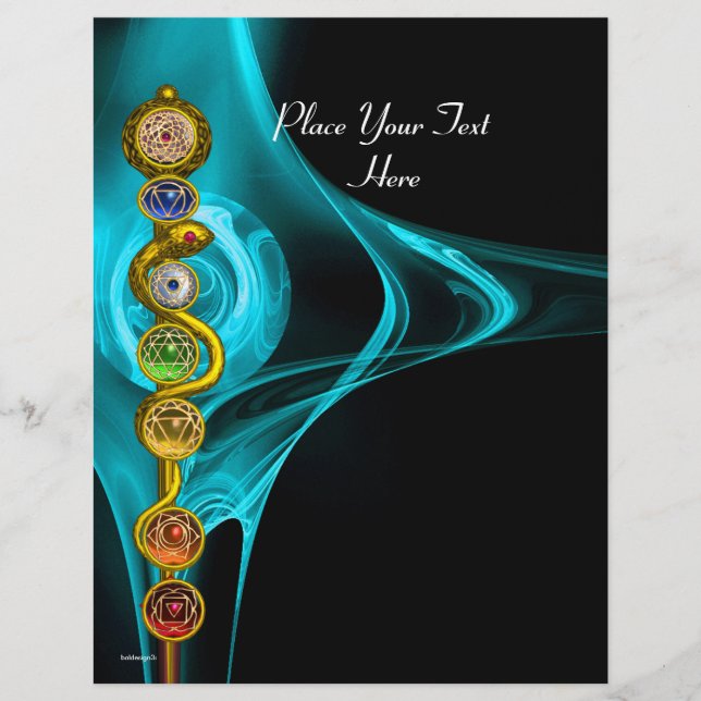 ROD OF ASCLEPIUS WITH 7 CHAKRAS ,SPIRITUAL ENERGY FLYER (Front)