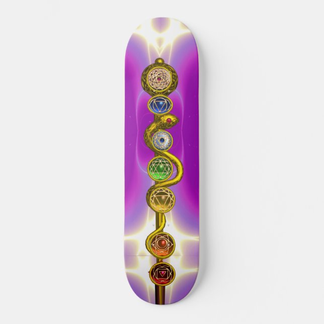 ROD OF ASCLEPIUS WITH 7 CHAKRAS ,SPIRITUAL ENERGY SKATEBOARD (Front)