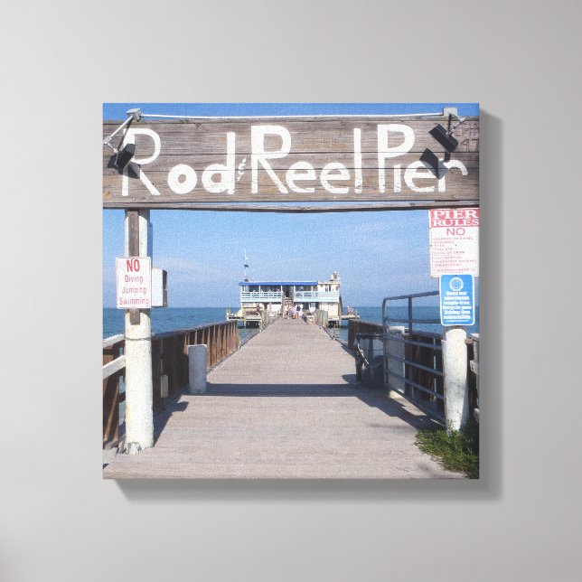 Rod & Reel Pier Canvas Print (Front)