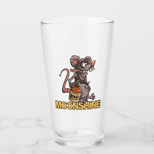 Roddy Rat Fink Style Moonshine #2 Cartoon Glass (Front)
