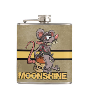 Roddy Rat Fink Style Moonshine Logo Hip Flask