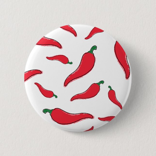 Rode chilli, cayennepeper patroon. Spaanse pepers 6 Cm Round Badge (Front)