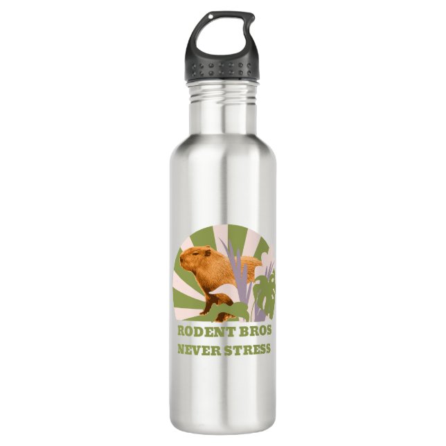 Rodent Bros Never Stress Capybara 710 Ml Water Bottle (Front)
