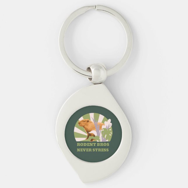 Rodent Bros Never Stress Capybara Key Ring (Front)