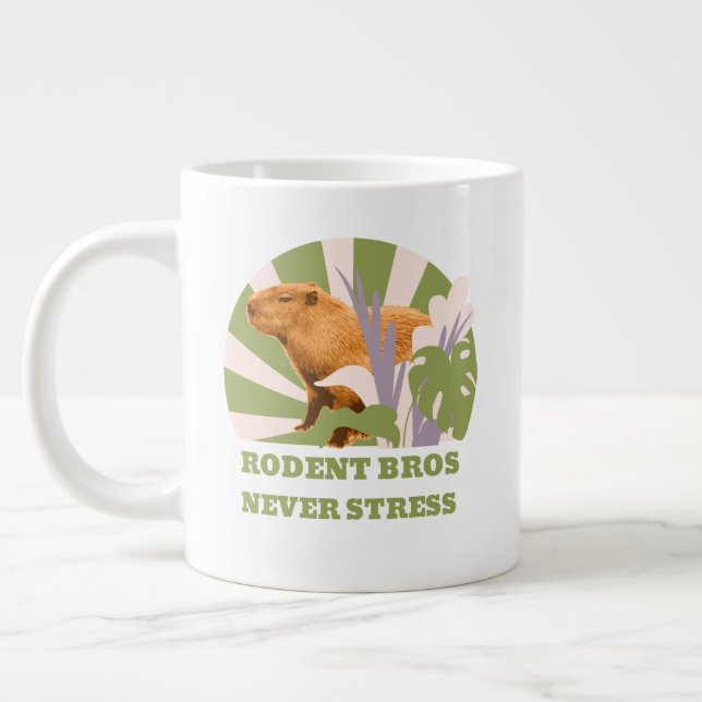 Rodent Bros Never Stress Capybara Large Coffee Mug (Left)