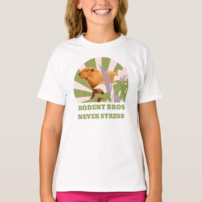 Rodent Bros Never Stress Capybara T-Shirt (Front)