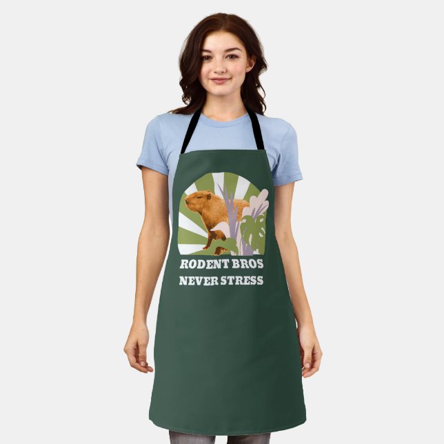 Rodent Bros Never Stress Funny Capybara Apron (Worn)