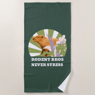 Rodent Bros Never Stress Funny Capybara Beach Towel