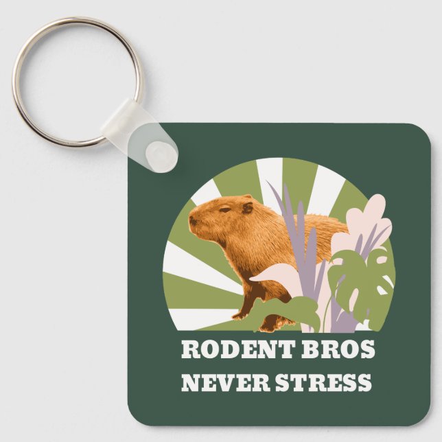 Rodent Bros Never Stress Funny Capybara Key Ring (Front)