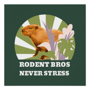 Rodent Bros Never Stress Funny Capybara Poster