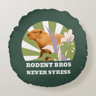Rodent Bros Never Stress Funny Capybara Round Cushion
