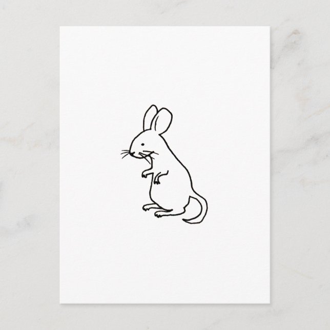 Rodent rat mouse ink line drawing art design logo postcard (Front)