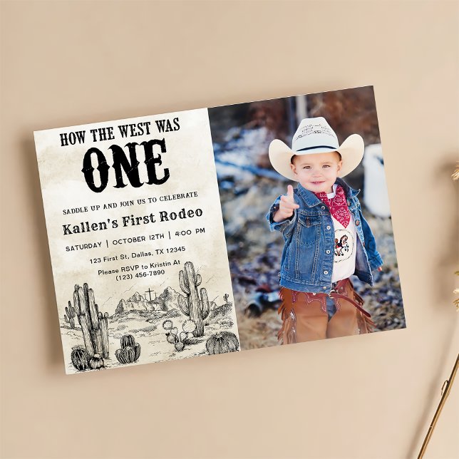 Rodeo 1st Birthday How The West Was One Photo Invitation (Creator Uploaded)