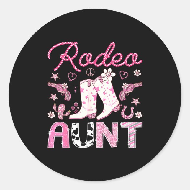 Rodeo Aunt Nk Cowgirl Western Coquette Birthday Gi Classic Round Sticker (Front)