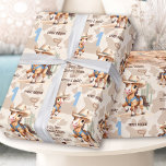 Rodeo Beige Cowboy Horse Western Name 1st Birthday Wrapping Paper<br><div class="desc">First Rodeo themed 1st Birthday wrapping paper,  cute western cowboy horse on the beige cow skin pattern with an old paper texture. Cute design for first or any Birthday. Easily personalise all the text. - Kate Eden Art</div>