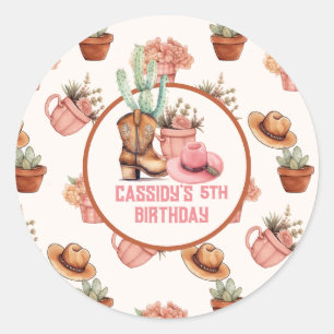 Rodeo Birthday theme Party Wildwest Western Classic Round Sticker