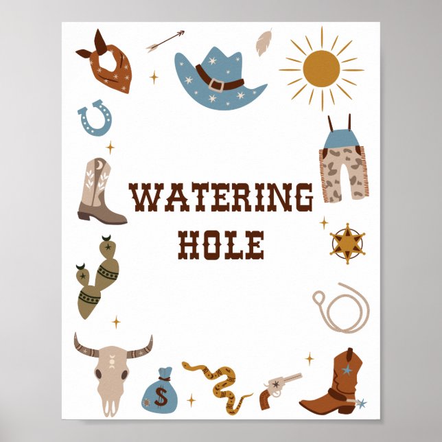 Rodeo Birthday Watering Hole water station sign (Front)