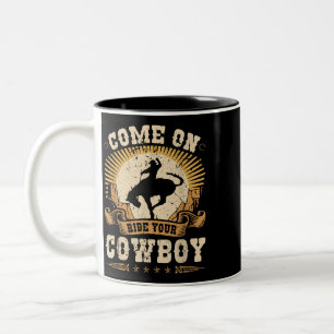 Rodeo Bronc Riding Ride Your Cowboy Bucking Horse  Two-Tone Coffee Mug