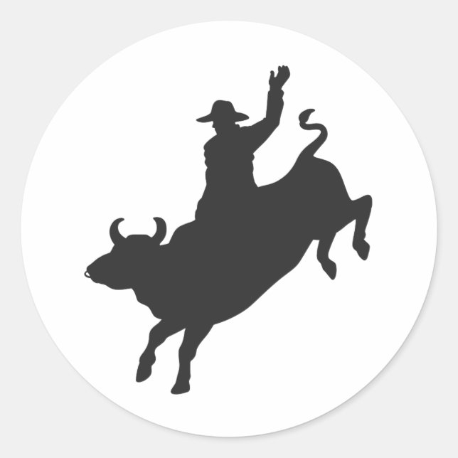 Rodeo Bull Ride silhouette Classic Round Sticker (Front)