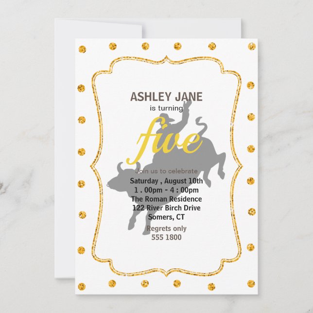 Rodeo Bull Ride silhouette Invitation (Front)