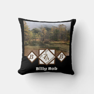 Rodeo Bull Rider and Longhorn Monogram Photo Cushion