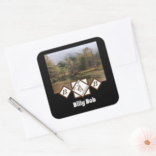 Rodeo Bull Rider and Longhorn Monogram Photo Square Sticker