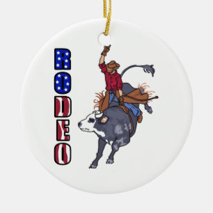 RODEO BULL RIDER CERAMIC TREE DECORATION