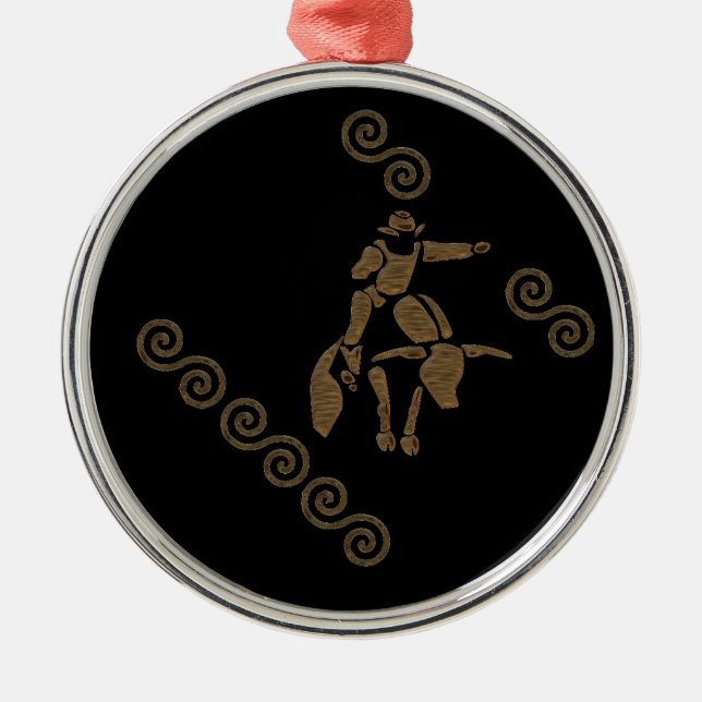 Rodeo Bull Rider on a Longhorn Metal Tree Decoration (Front)