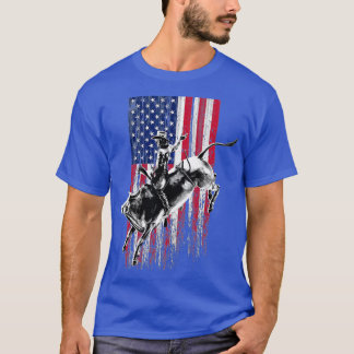Rodeo Bull Rider Patriotic American Flag  for Cowb T-Shirt