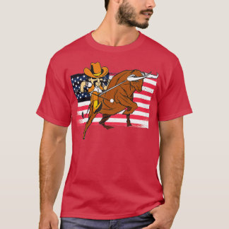 Rodeo Bull Rider Patriotic American Flag  T-Shirt