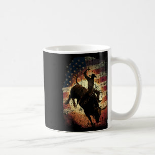 Rodeo Bull Rider Patriotic Cowboy Usa Flag Coffee Mug