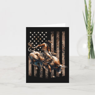 Rodeo Bull Rider Patriotic Cowboy Usa Flag Desert Card