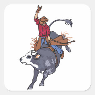 Rodeo Bull Rider Square Sticker