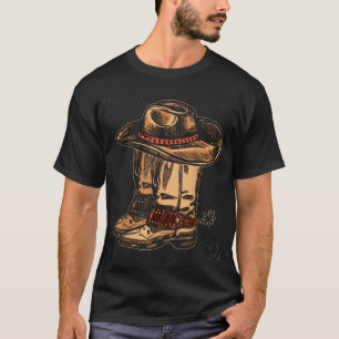 Rodeo Bull Riding Hat Line Dance Boots Cowboy T-Shirt