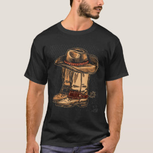 Rodeo Bull Riding Hat Line Dance Boots Cowboy T-Shirt